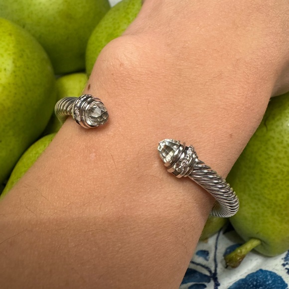 David Yurman Classic Cable Bracelet Sterling Silver with Prasiolite and Diamonds - Picture 2 of 8